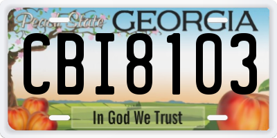 GA license plate CBI8103