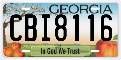 GA license plate CBI8116