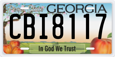 GA license plate CBI8117