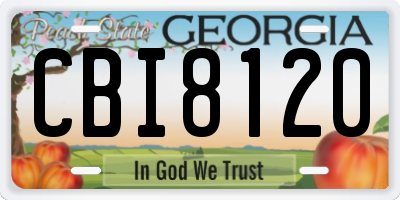 GA license plate CBI8120