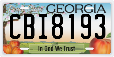GA license plate CBI8193