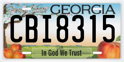 GA license plate CBI8315