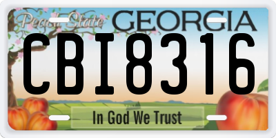 GA license plate CBI8316