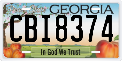 GA license plate CBI8374