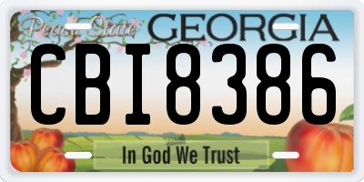 GA license plate CBI8386