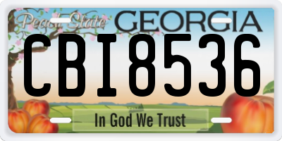 GA license plate CBI8536