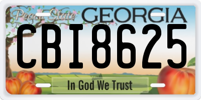 GA license plate CBI8625