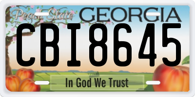 GA license plate CBI8645
