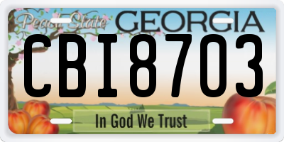GA license plate CBI8703