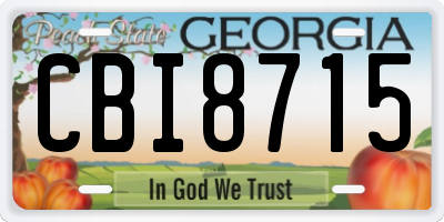 GA license plate CBI8715