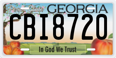 GA license plate CBI8720