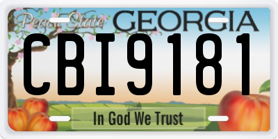 GA license plate CBI9181