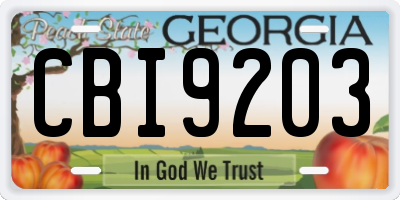 GA license plate CBI9203