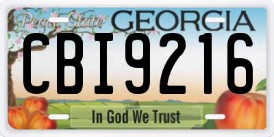 GA license plate CBI9216