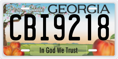 GA license plate CBI9218