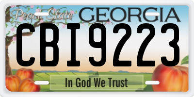 GA license plate CBI9223