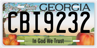 GA license plate CBI9232
