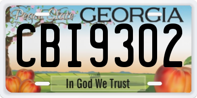GA license plate CBI9302