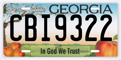 GA license plate CBI9322