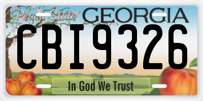 GA license plate CBI9326