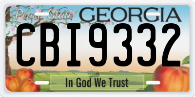 GA license plate CBI9332