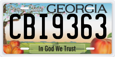 GA license plate CBI9363