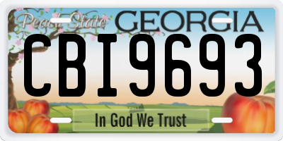 GA license plate CBI9693