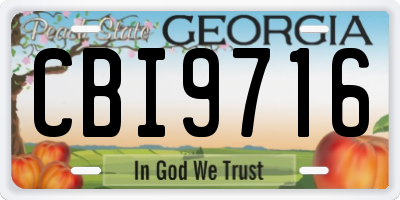 GA license plate CBI9716