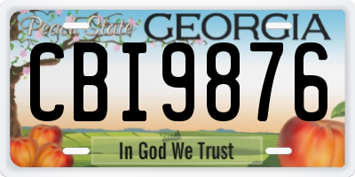 GA license plate CBI9876