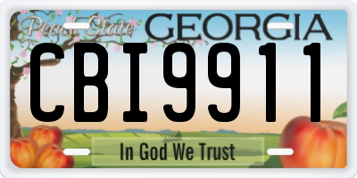 GA license plate CBI9911