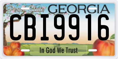 GA license plate CBI9916