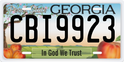 GA license plate CBI9923