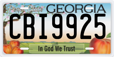 GA license plate CBI9925