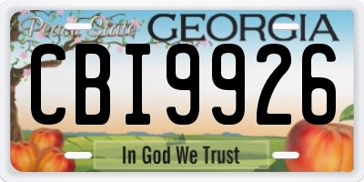GA license plate CBI9926
