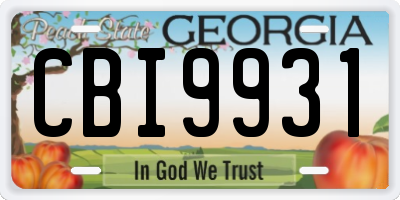 GA license plate CBI9931