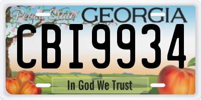GA license plate CBI9934
