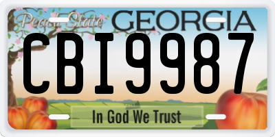 GA license plate CBI9987