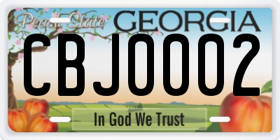 GA license plate CBJ0002