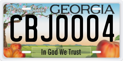 GA license plate CBJ0004