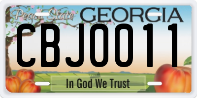 GA license plate CBJ0011
