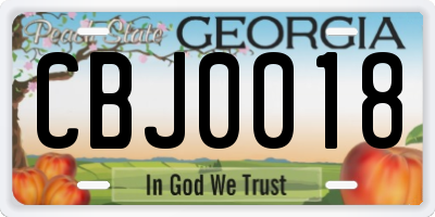 GA license plate CBJ0018