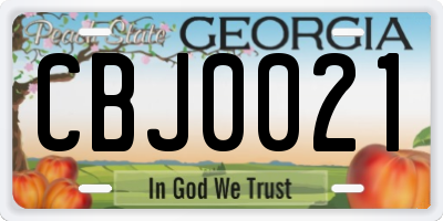 GA license plate CBJ0021