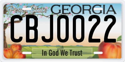 GA license plate CBJ0022
