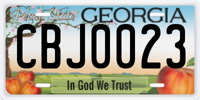 GA license plate CBJ0023