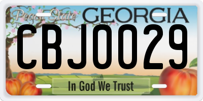 GA license plate CBJ0029
