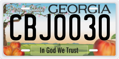 GA license plate CBJ0030