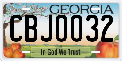 GA license plate CBJ0032