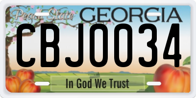 GA license plate CBJ0034
