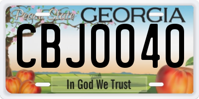 GA license plate CBJ0040