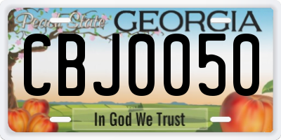 GA license plate CBJ0050